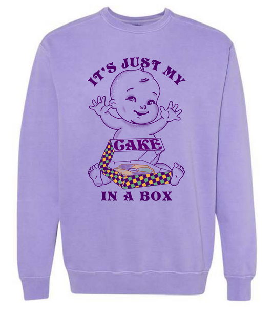 King Cake in a Box Mardi Gras Graphic Sweatshirt