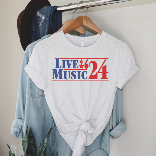 Live Music 24 Fourth of July Patriotic Graphic Tee