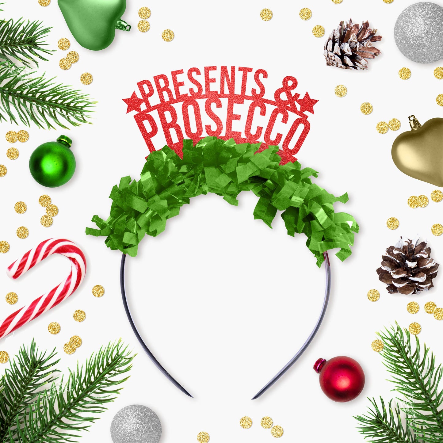 Presents & Prosecco Holiday Christmas Party Crown Headband