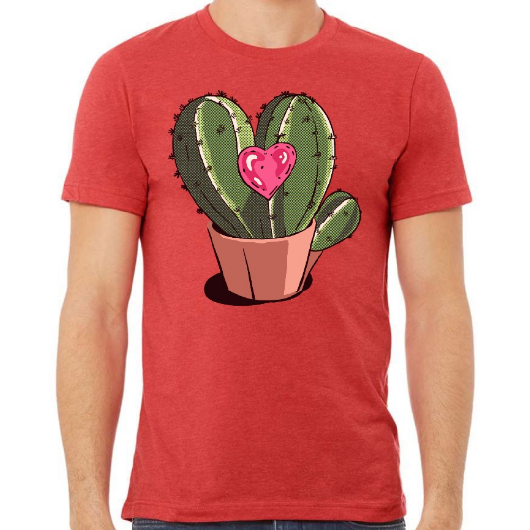 Cactus Cartoon Valentines Day Graphic Tee