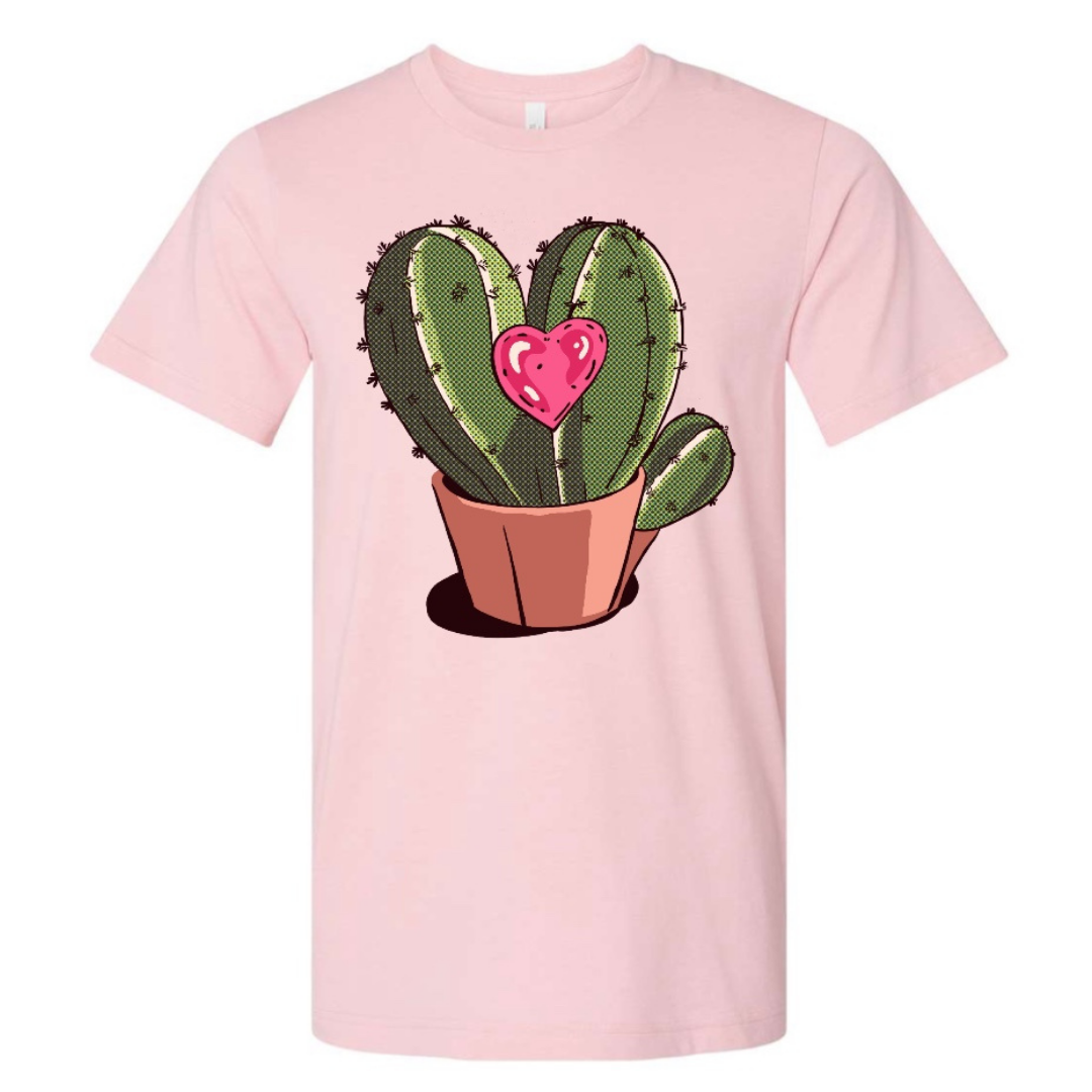 Cactus Cartoon Valentines Day Graphic Tee