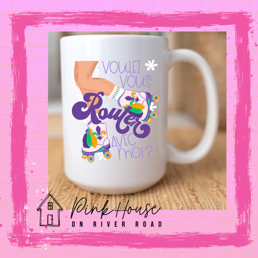 Voulez Vous Rouler Mardi Gras Coffee Mug