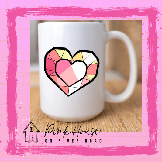 Geometric Heart Valentines Day Coffee Mug