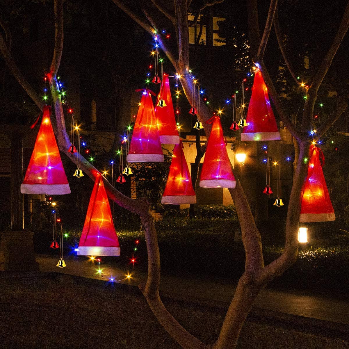 Hanging Lighted Christmas Hat String Lights