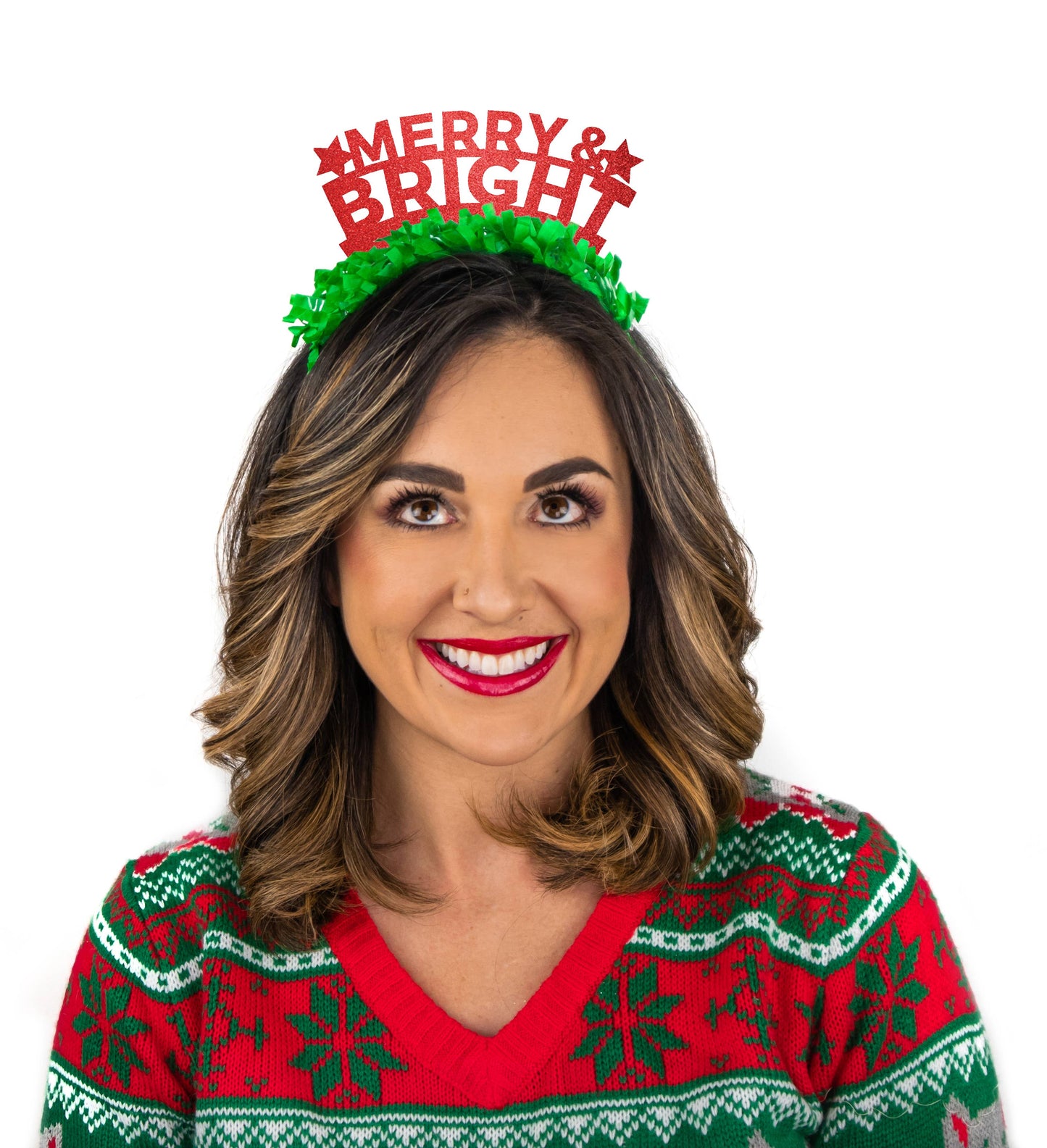 Merry & Bright Holiday Christmas Party Crown Headband