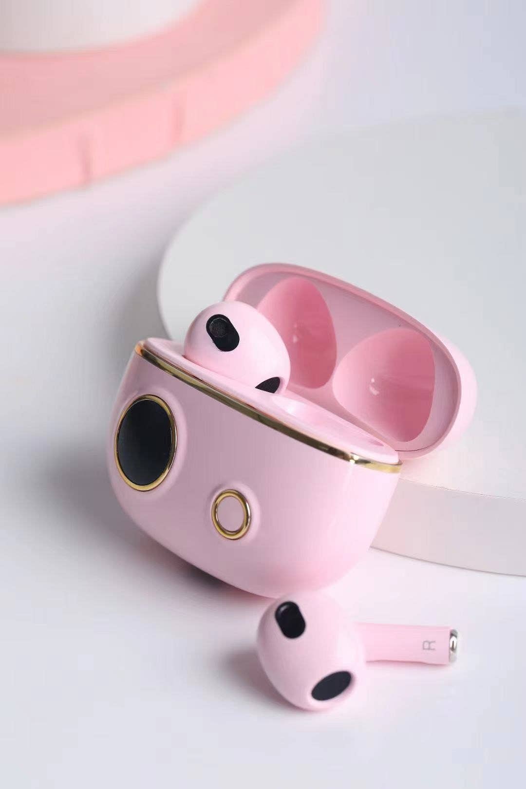 Pink Wireless Earbuds with Charging Case