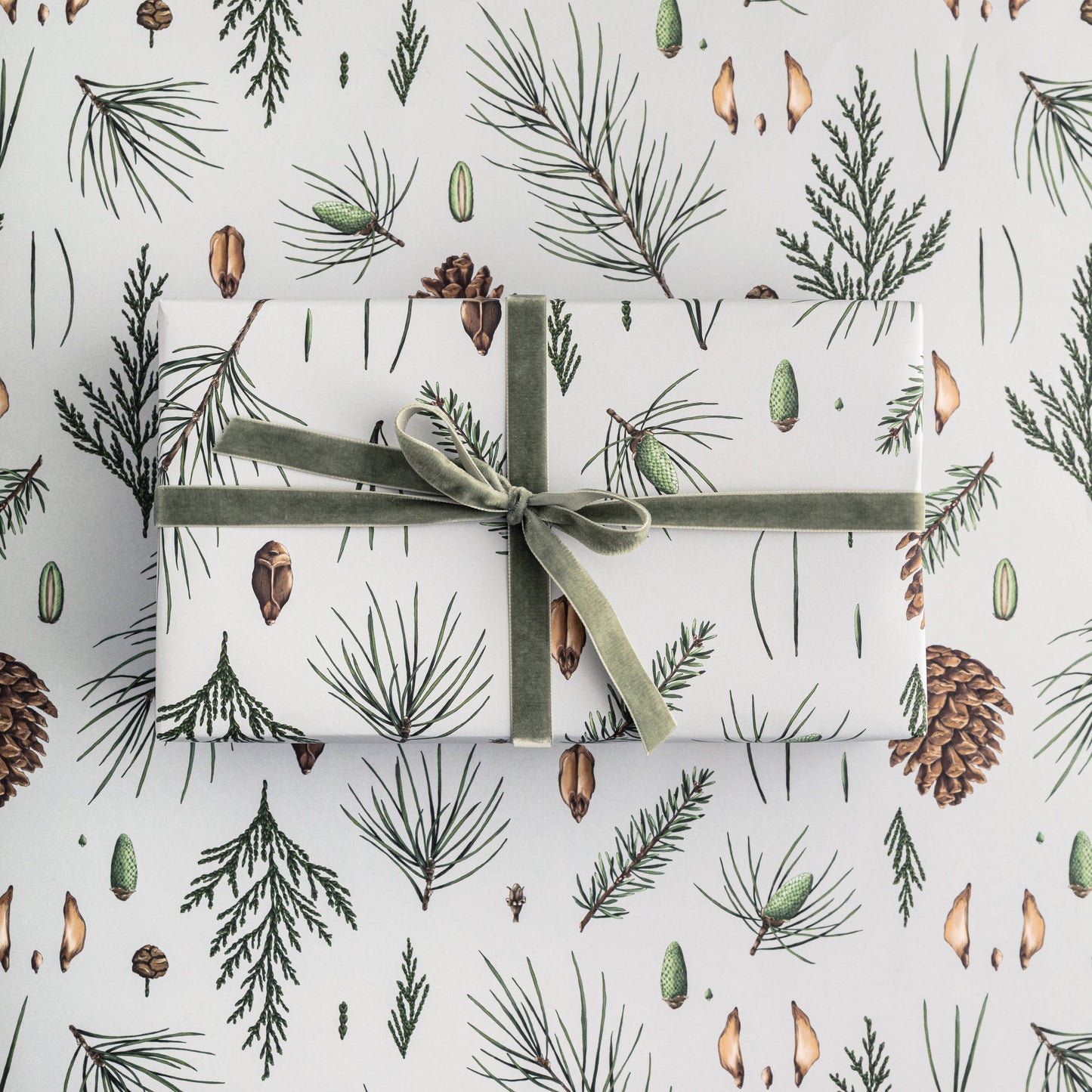 White Pine - Grey - Christmas Gift Wrap Set of 5 sheets