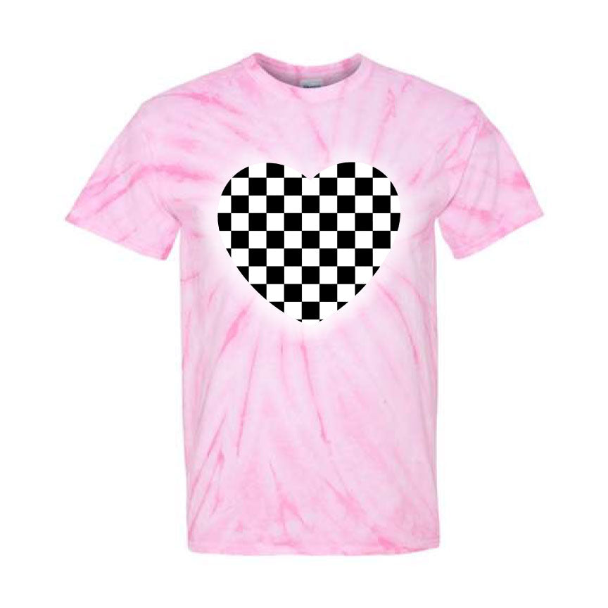 Valentines Tie Dye & Checkerboard Heart Tee