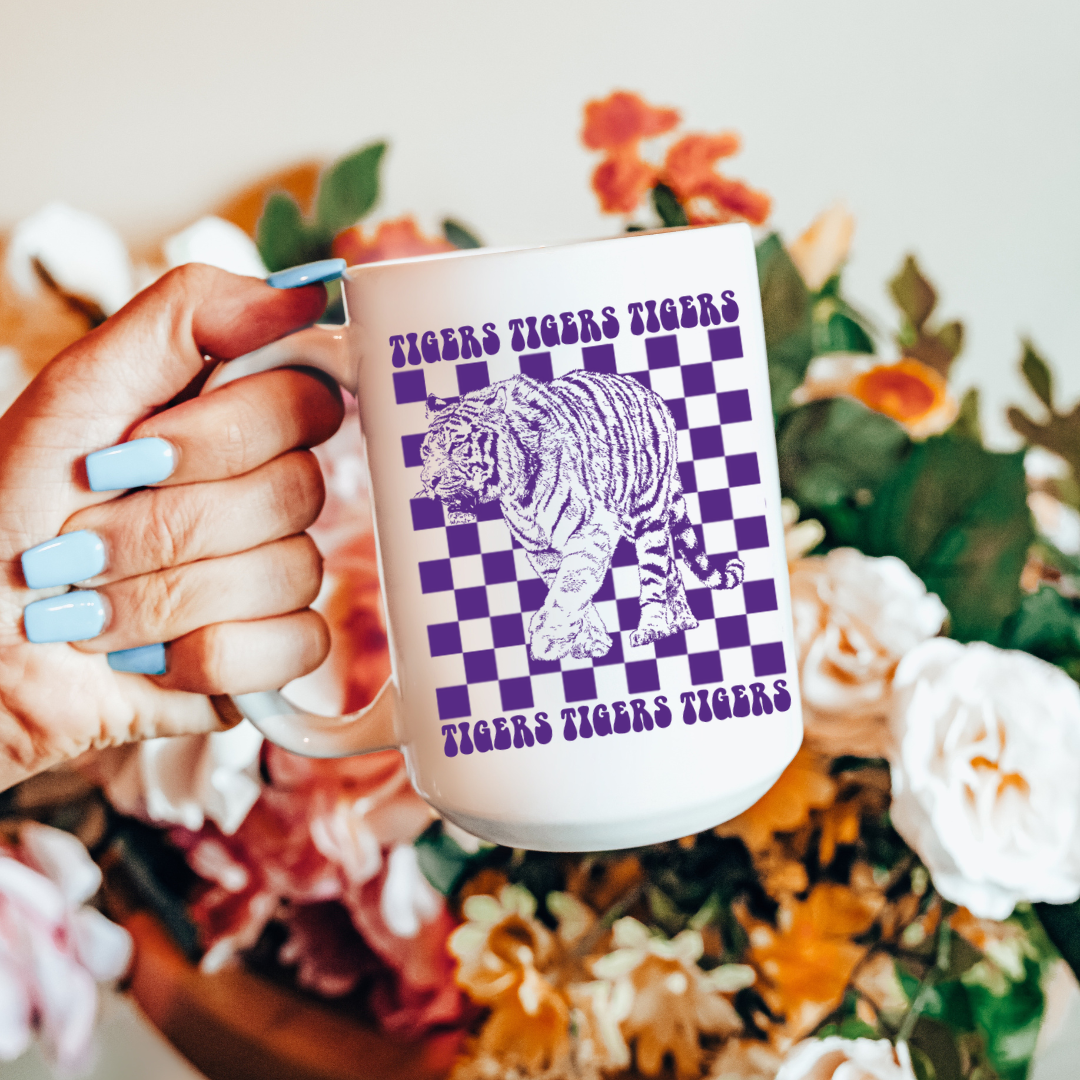 Checkerboard Tigers Coffee Mug