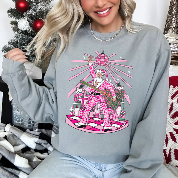 Disco Santa Christmas Graphic Sweatshirt