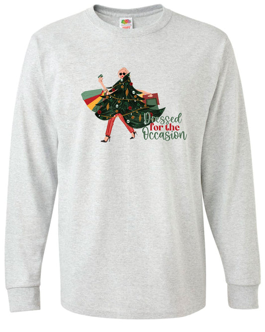Dressed for the Occasion Christmas Long Sleeve Graphic Tee