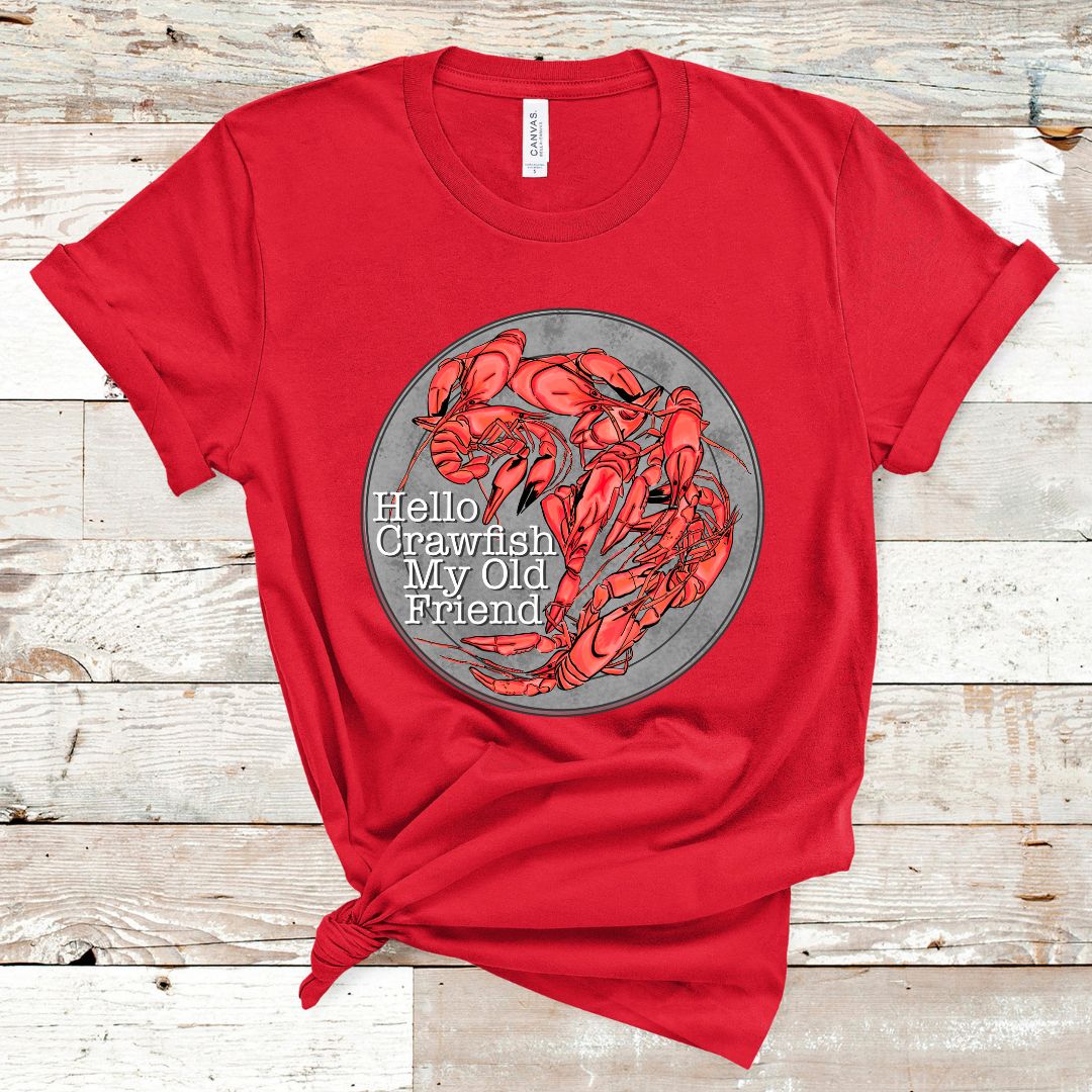 Hello Crawfish My Old Friend Louisiana Crawfish Boil Graphic Tee