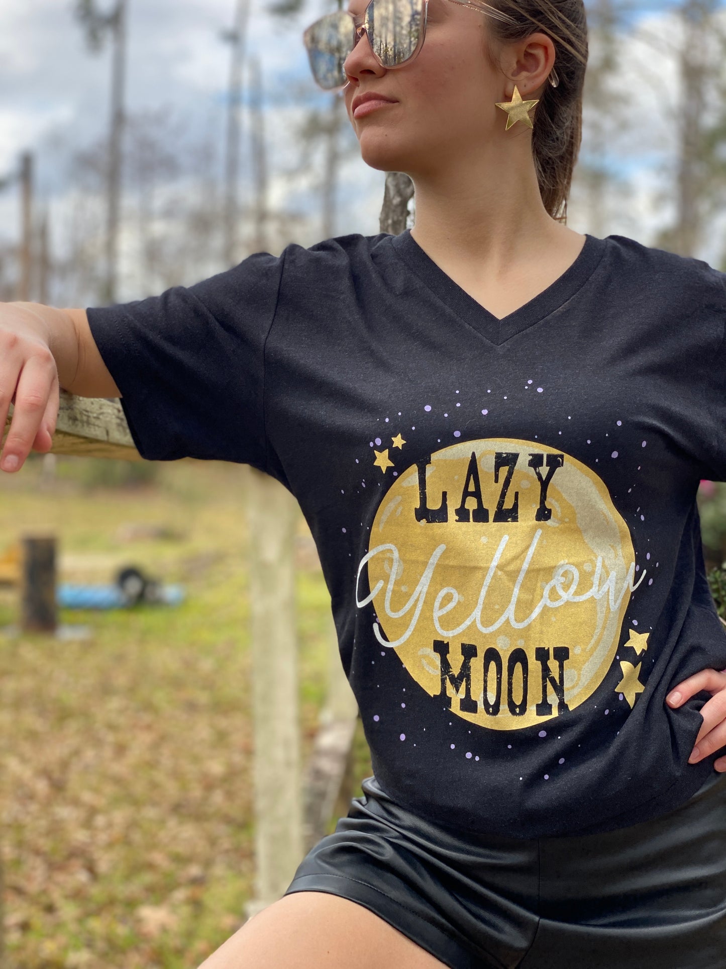 Lazy Yellow Moon Western Graphic TEE