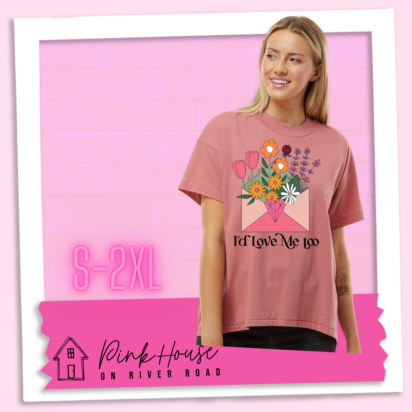 I'd Love Me Too Oversized HiLo Valentines Day Graphic Tee