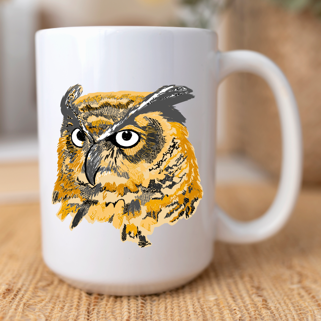 Layered Owl Black & Gold Coffee Mug