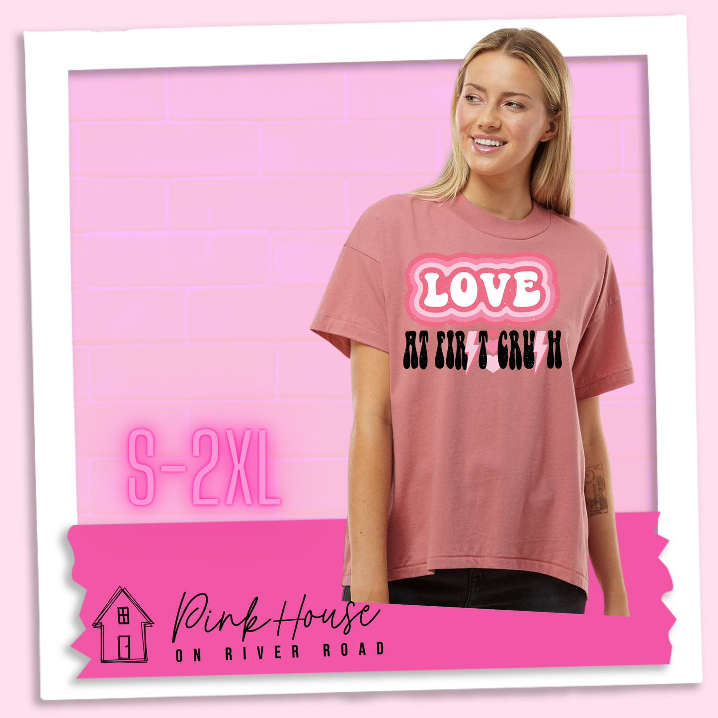 Love At First Crush Oversized HiLo Valentines Day Graphic Tee