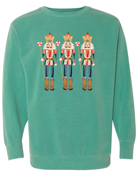 Red & Green Nutcracker Trio Christmas Graphic Sweatshirt