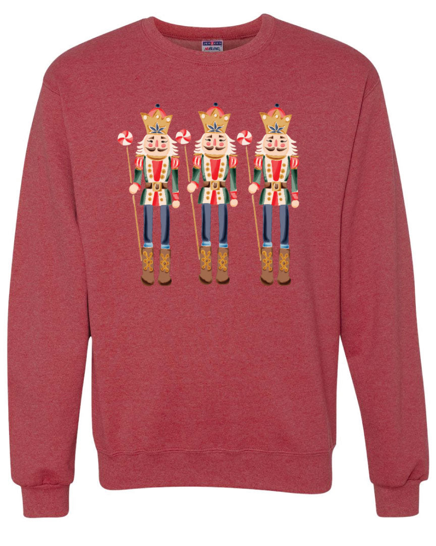 Red & Green Nutcracker Trio Christmas Graphic Sweatshirt