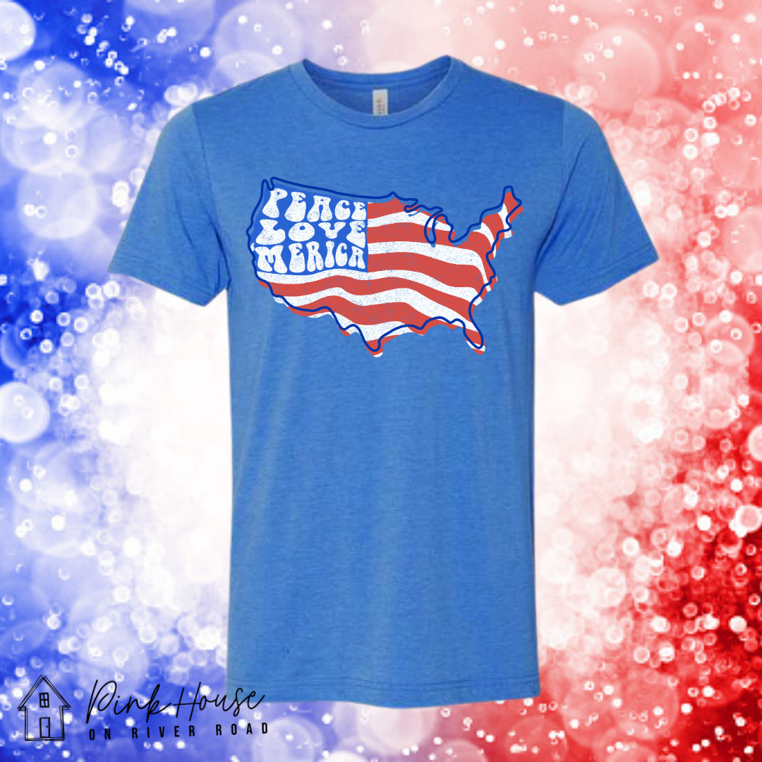 Peace Love 'Merica Fourth Of July Graphic