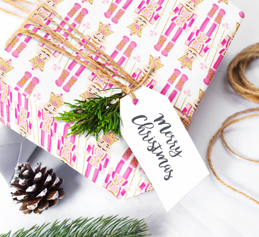 Pink Nutcracker Christmas Gift Wrapping Paper