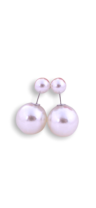 White Double Pearl Earrings
