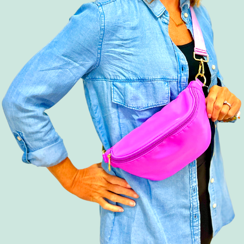 Nylon PURPLE Colorful Fanny Pack- Hip - Bum Bag