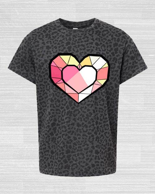 Valentines Geometric Heart on Leopard