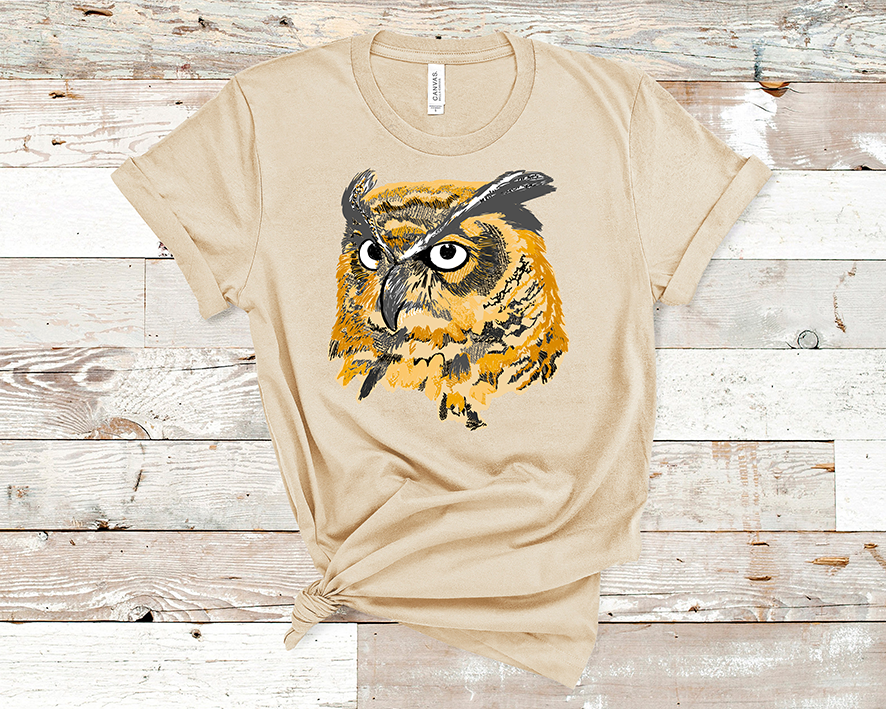 Layered Owl Mascot Tee