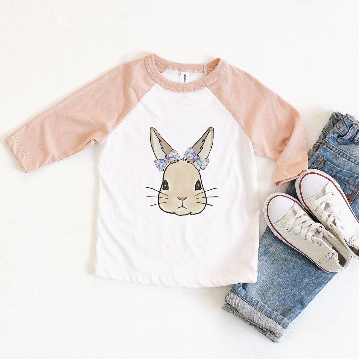 Easter Bunny Pigtails Raglan Tee Youth