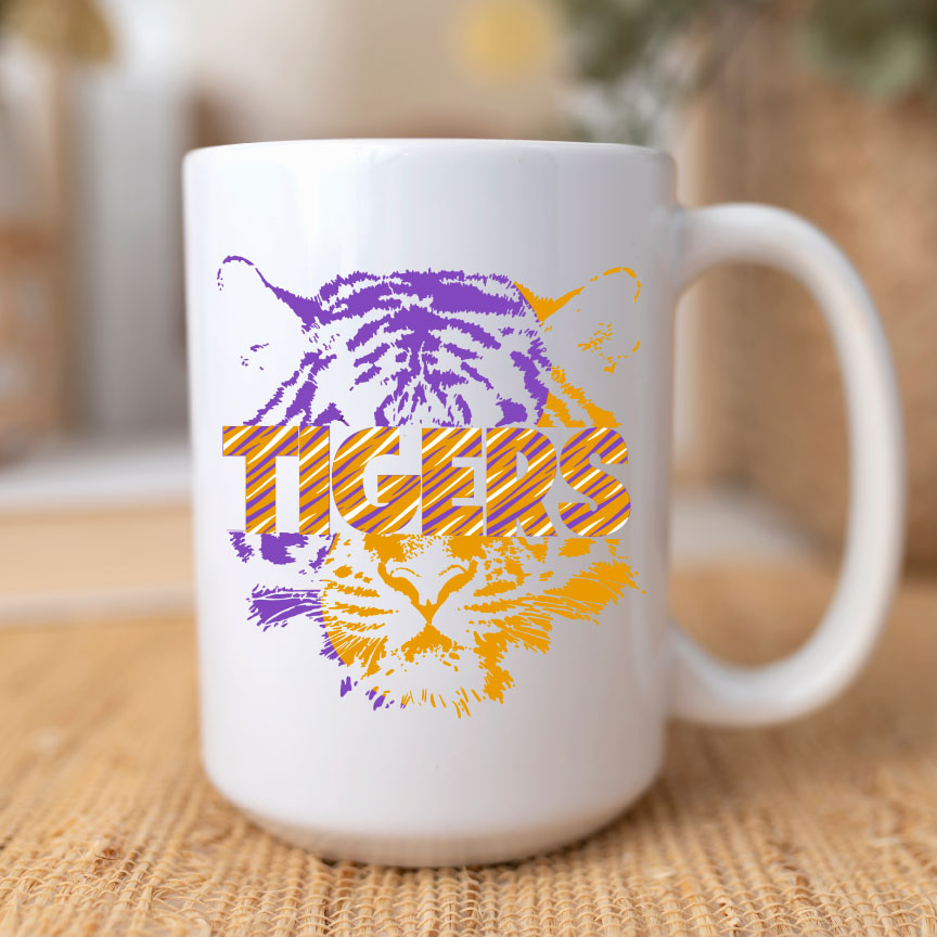 Split LSU Tiger Coffee Mug